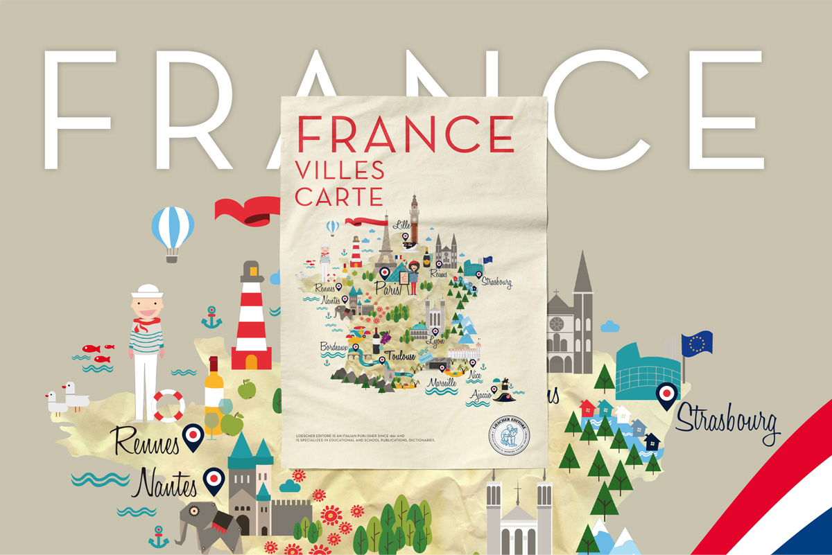 France Cities Map — illustrated map detail